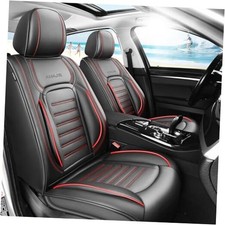 Fit Tiguan Premium Leather Car Seat Full Set Seat Covers Red Line Black-01