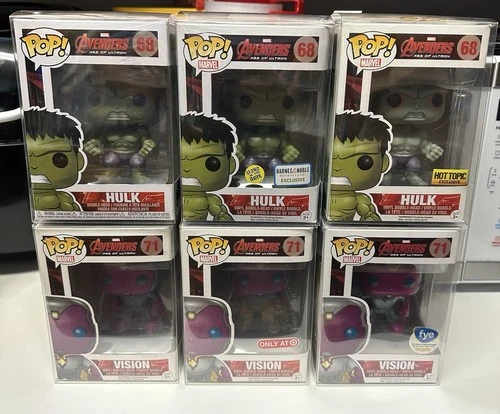 Marvel Age Of Ultron Hulk And Vision Funko Pops Lot Of 6