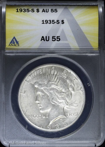 1935-S $1 Peace Silver Dollar ANACS AU 55
