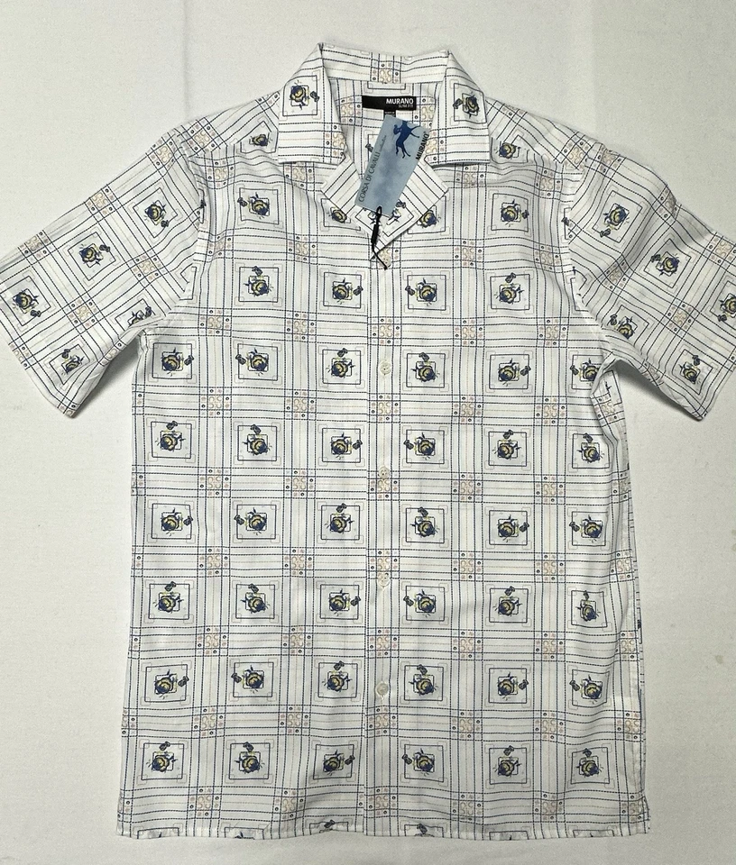 Camisa masculina Murano Corsa Di Cavalli slim fit média manga curta algodão branca $89 - Imagem 2 de 4