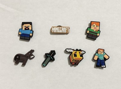 Minecraft Rubber Charms   7 Pieces   Steve, Alex, Bee, Horse, Diamond Sword  New