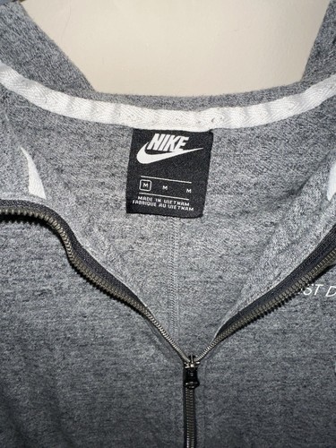 Nike Just Do It Womens M Gray Full Zip Hoodie Sweatshirt Lightweight Breathable - Picture 3 of 7