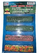 New JTT Scenery 95509 HO Flower Hedges 5" x 3/8" x 5/8" | Green, Blossom Blended