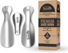 3-Pack Metal Shoehorn - 2 Set 7.5" Long Shoe Horn,1 Set 4" Travel Shoe Horn for