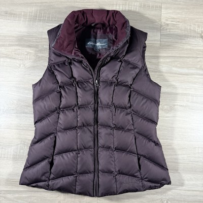 Eddie Bauer Puffer Vest Womens Medium EB650 Down Jacket Lightweight Wine Red