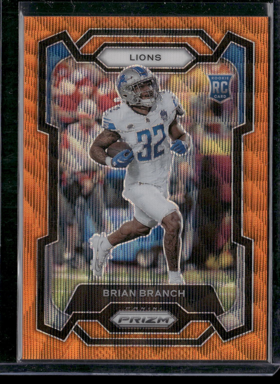 2023 Panini Prizm Brian Branch Orange Wave Prizm RC /60 #328 Detroit Lions