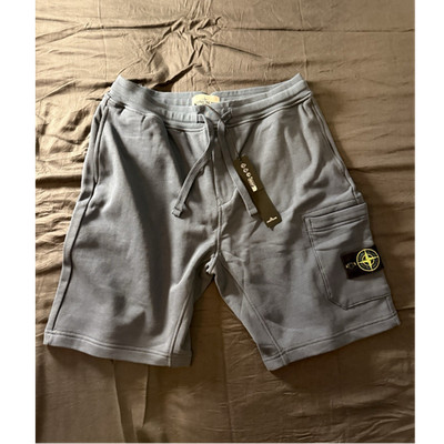 Stone Island Mens Bermuda Sweat Shorts SS23 Blue Cargo Logo Size L