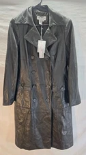 *$649 Worth Women's Size 10 Brown Leather Deep River Bogart Trench Coat New
