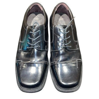 Alfani  Milton  Y2K Mens Oxford Loafer Black Dress Shoe Square Toe Lace Up Sz 10