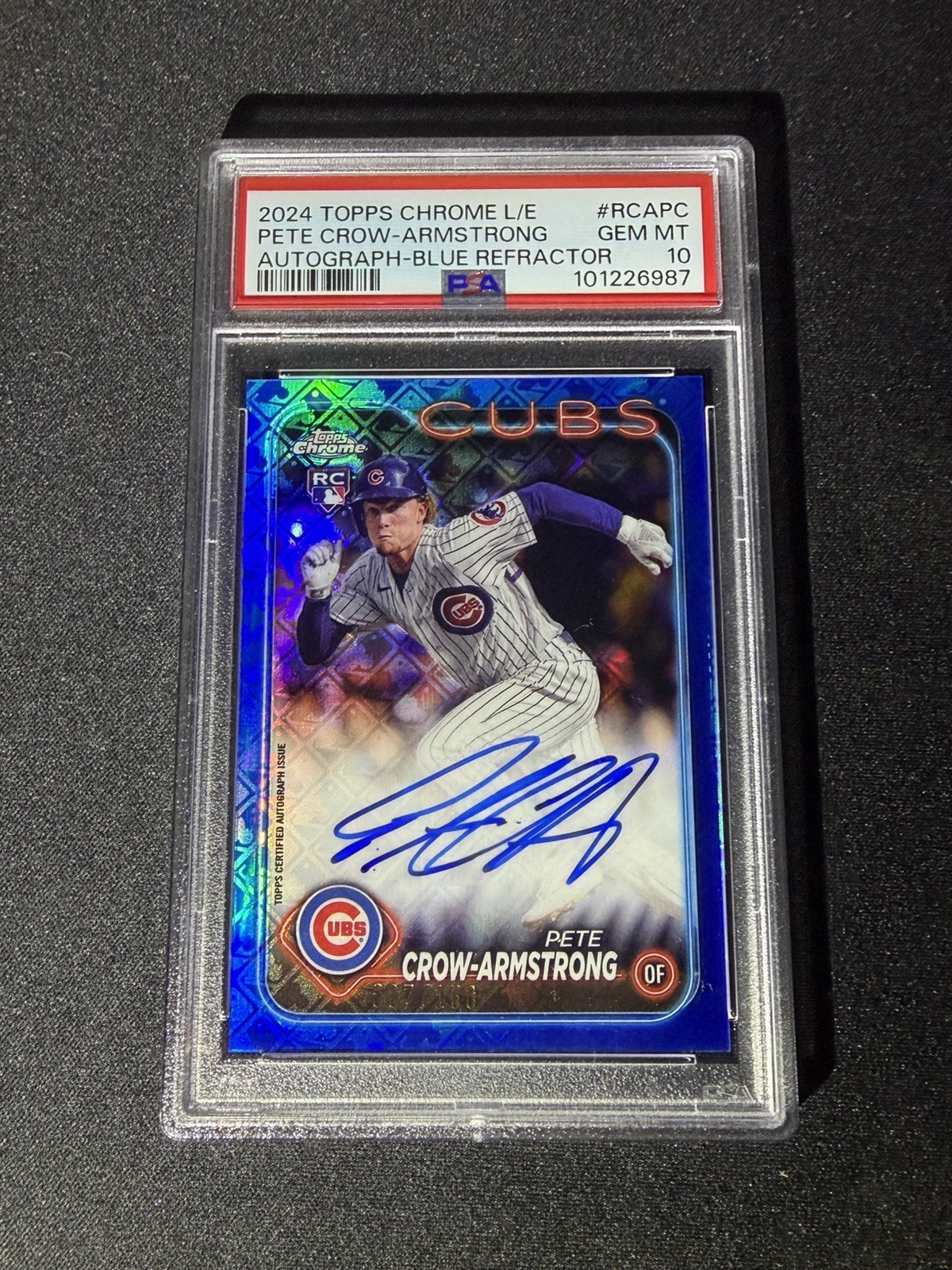 2024 Topps Chrome Logofractor Auto Pete Crow-Armstrong #RCA-PC Blue /150 PSA 10