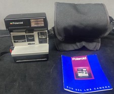 Polaroid Sun 600 LMS Instant Film Camera W Manual Strap Case  TESTED WORKING 