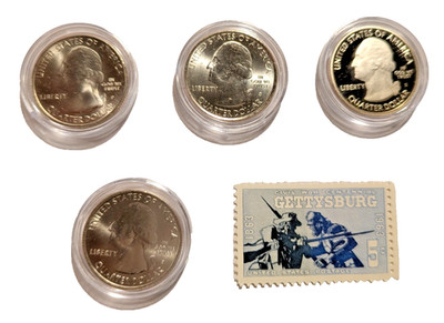 2011 P D S Gettysburg Quarters & 1963 Gettysburg Stamp + 2016 P Harper's Ferry!