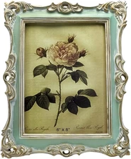 6X8 Vintage Picture Frame Antique Ornate Green Photo Frame, for Table Top and Wa
