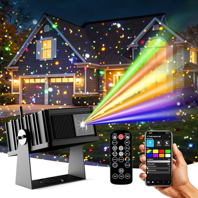 Smart Outdoor Laser Lights Projector, 7 Color Motion Star Firefly Lights Effect,