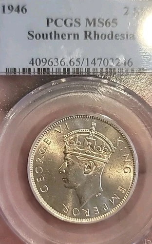 South Rhodesia 1946 2 Shillings Rare Gem BU Highest Graded NGC 65PQ LV