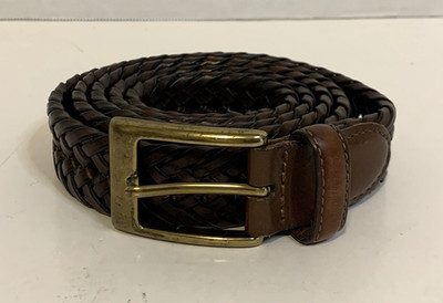 GH Bass & Co Men s Braided Belt Size 46/115 Dark Brown Faux Leather