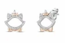 1Ct Round Lab Created Diamond Aristocats Earrings 14k White Gold Plated Women's