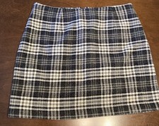OLD NAVY Black White Plaid Wool Blend Checkered Skirt Lined Womens 10 Y2K Preppy