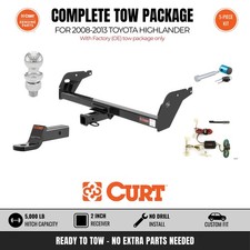 Curt Class 3 Tow Package Hitch Wiring Ball Mount For 08-13 Toyota Highlander Curt Class 3 Tow Package Hitch Wiring Ball Mount For 08-13 Toyota Highlander