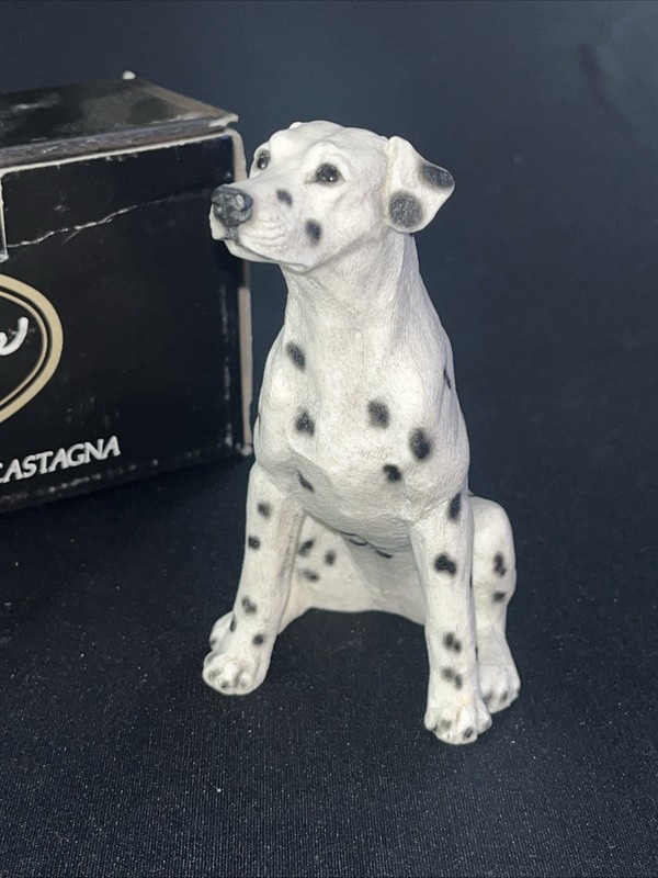 1988 Clio Castagna Italy Sitting Dalmatian Sculpture Figurine 4-3/4" Tall W/Box