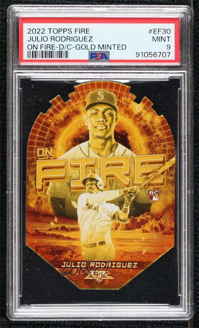 2022 Topps Fire En Fuego Gold Minted Julio Rodriguez PSA 9 MINT Rookie RC 0z9m