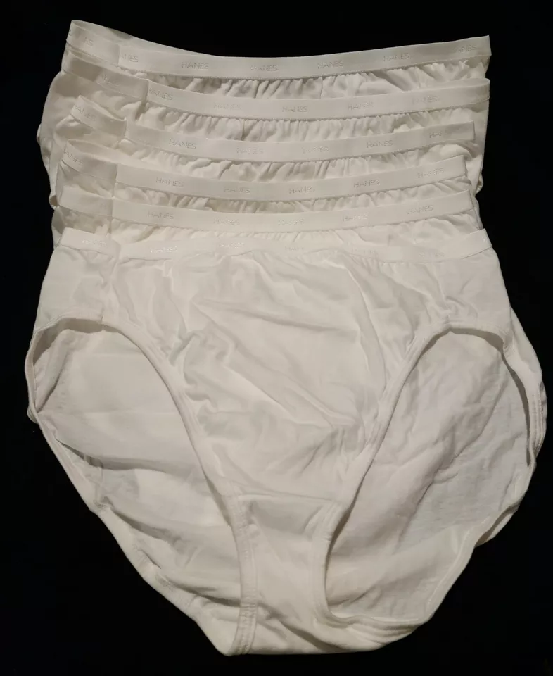 Hanes Classic Bikinis Womens 12 Pair Cotton White Tagless Panties Underwear 6/M - Image 4 of 4