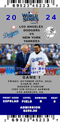 LOS ANGELES DODGERS VS YANKEES 2024 WORLD SERIES GAME TWO COMMEMORATIVE  TIX