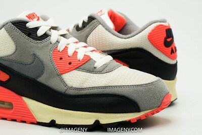 NIKE AIR MAX 90 USED SIZE 9.5 VINTAGE SAIL COOL GREY INFRARED