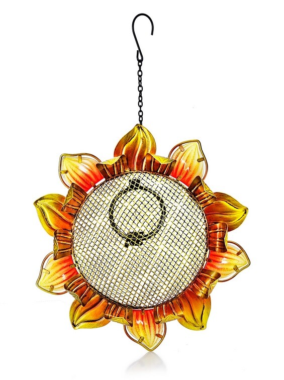 Evergreen Flag Sonnenblumen-Vogelfutterstation Aus Metall & Glas - Dekorative Vogeltränke Für Garten & Balkon (28,9x48,9x7,6cm)