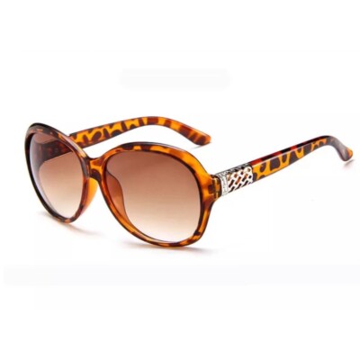 Women s Brown Leopard Retro Round Oversized Sunglasses New with Case