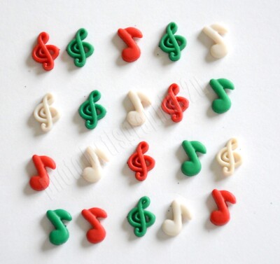 20 Tiny Music Notes & Treble Clefs / Jesse James Dress It Up Holiday / FLAT Back