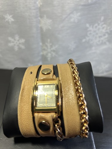 Reloj envolvente de cadena para mujer La Mer Collections, beige/dorado, usado NECESITA batería - Imagen 7 de 13