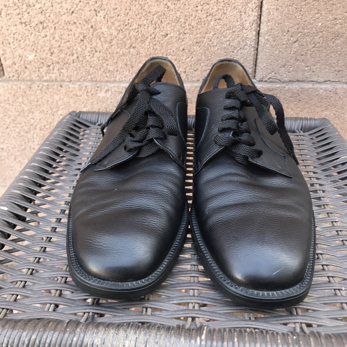 Salvatore Ferragamo Oxford Pebbled Black Leather Shoes Mens Size 11 Men main image 4