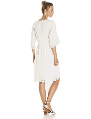 Ella Moon XS Women's Everlie Kimono Sleeve Embroidered Bib Lace Trim Midi  Dress | eBay