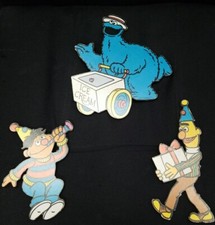 Sesame Street Vintage Muppets Pressboard Wall Hangings 3 PC Decor 1970's VG