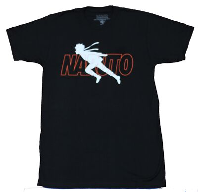 Naruto Shippuden Mens T-Shirt - Running Silhouette Over Word Logo