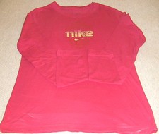 NIKE Womens Training L/S Crew Neck Running Tennis Soccer RED Sz M Shirt -REDUCED