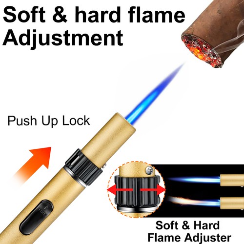 Butane Torch Lighter with Adjustable Jet Flame Windproof Refillable Long Lighter - Picture 41 of 43