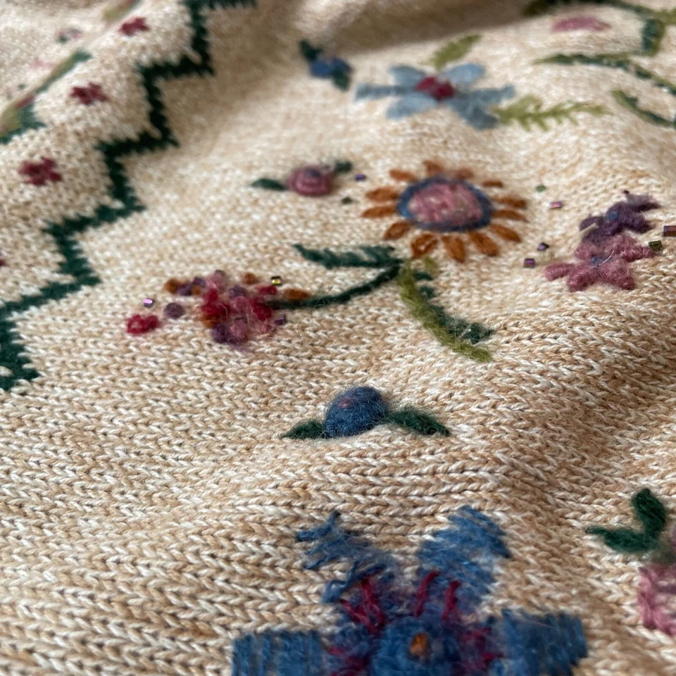 Кардиган Alfred Dunner с цветочной вышивкой на молнии свитер женский размер 2X желтовато-коричневый - Изображение 4 из 4