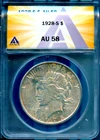 1928-S Silver Peace Dollar AU-58 ANACS # 7880538 + Bonus