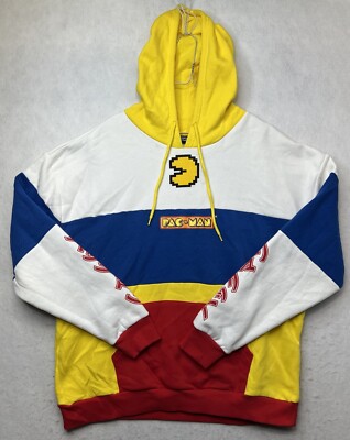 Pac-Man Multicolored Men's Size XL Long Sleeve Hooded Sweatshirt Hoodie Vintage