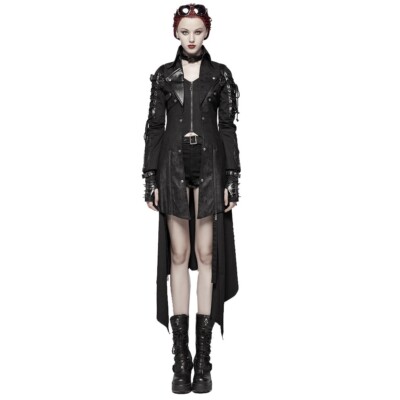 Jacket Punk Rave Mantel Damen Coat Punk Rave Mantel Rot Punk Rave