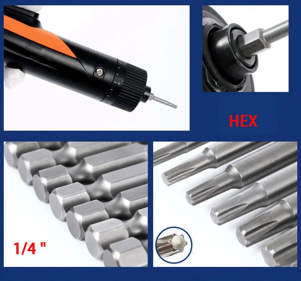 Hex Shank 50mm - 150mm Long T3 - T40 Magnetic Torx/Star Screwdriver Bit 1/4" - Image 3 of 4