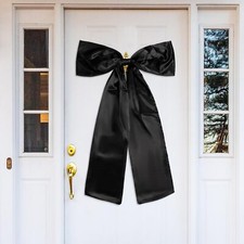 Large Satin Black Bow Themed Birthday Party Decorations Giant Wall Bow for Gi...