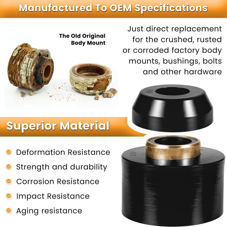 For 1980-1998 Ford F150 F250 F350 2WD 4WD 4.4123R Body Mount Bushing Set Kit - Изображение 4 из 4