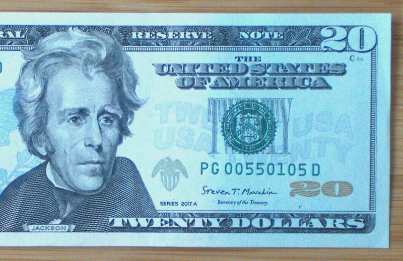 2017 $20 Dollar Bill US Federal Reserve Note  PC 00550105 D Trinary Note