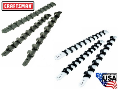 6pc CRAFTSMAN SOCKET HOLDER RAILS RACKS 1/4 3/8'' 1/2'' MOUNTABLE USA MADE SAE MM