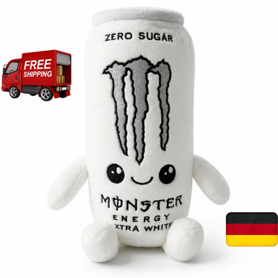 Monster Energy Drink Plüschtier Zero Sugar weißes weiche Puppe Geschenk 23 cm