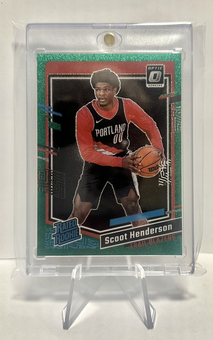 2023-24 Panini Donruss Optic-Rated Rookie Scoot Henderson Green Glitter /77 (RC)