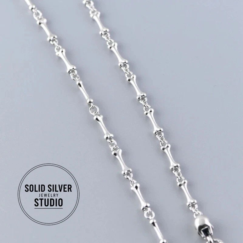 S925 Auténtico Collar de Motociclista Gótico Punk Cadena de Eslabones Calavera y Hueso de Plata Esterlina Foto 4 de 4
